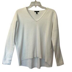 Eileen Fisher V-Neck Pullover Knit Sweater XXS White Organic Cotton Blend Boxy